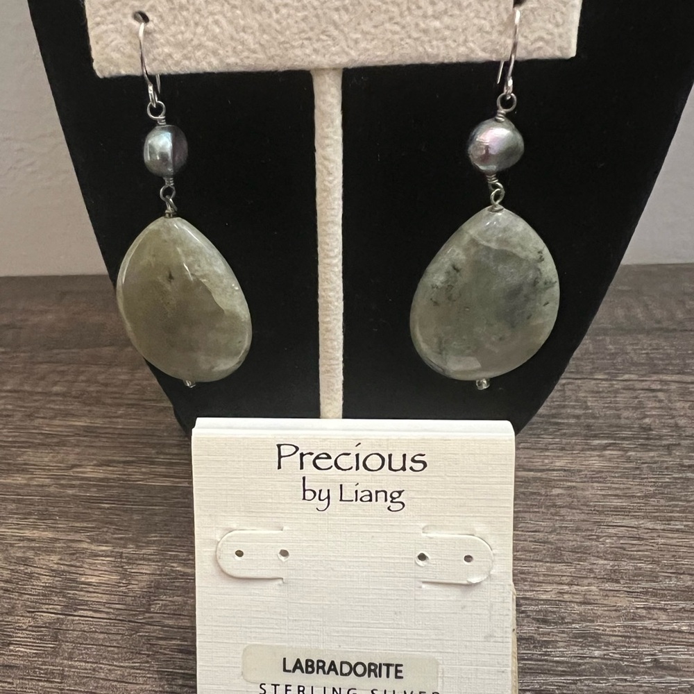 Labradorite Drop EarringsPrecious by Liang. Sterling silver, semi precious stone